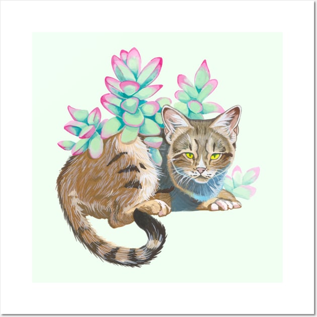 Cat and Succulents Wall Art by CirseSabino